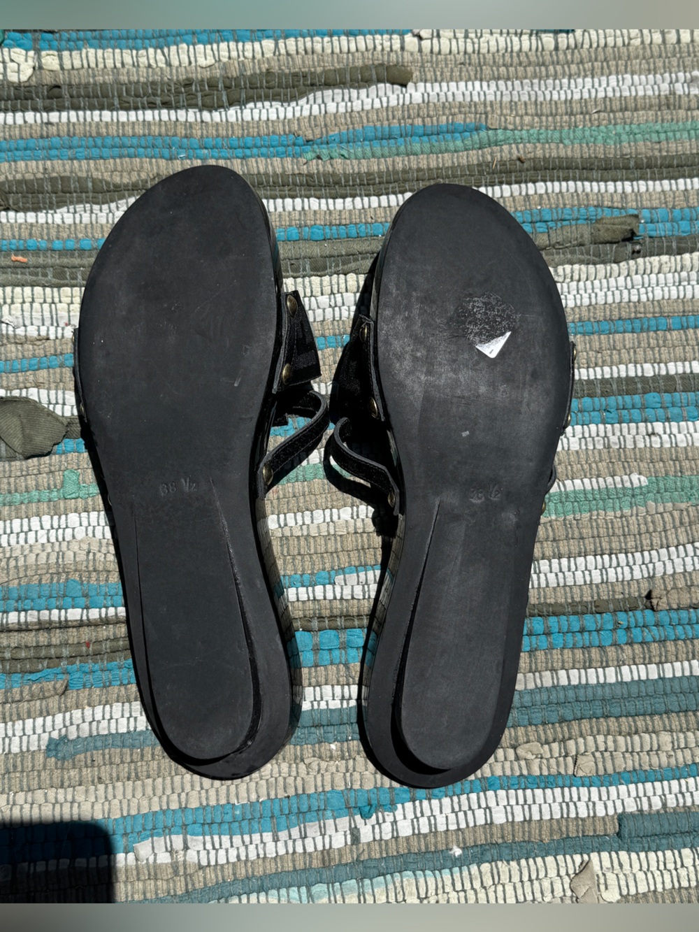 Y2K Vintage Fendi Black Wooden slide sandals Sz 38 1/2 - Picture 6 of 8